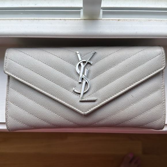 Saint Laurent Long Wallet Gray Leather - Picture 2 of 9